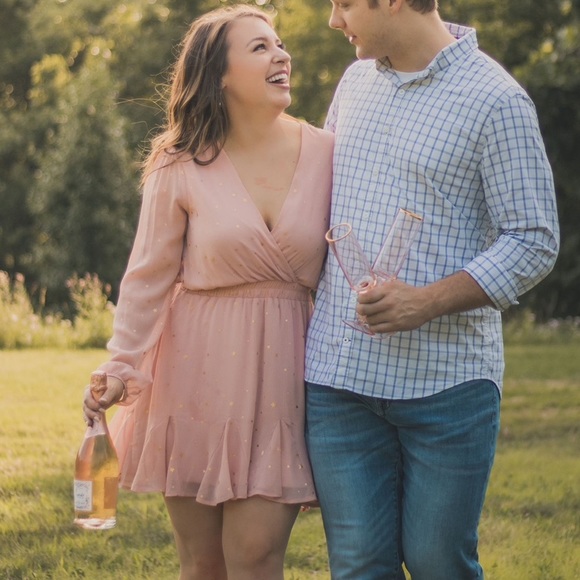 Francesca’s M Pink and Gold Star Flutter Dress - Picture 6 of 6